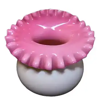 (image for) Victorian Opaque Custard Glass Pink & Ivory Cased Vase