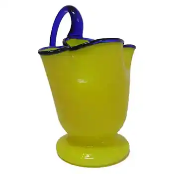 (image for) 1930's Bohemian Retro Yellow & Blue Tango Glass Vase