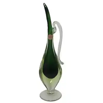 (image for) Murano Venetian Green & Uranium Sommerso Glass Vase/Jug
