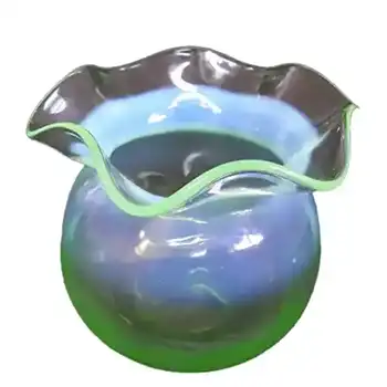 (image for) Victorian 1900's Green Opalescent Glass Posy Vase