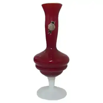 (image for) Veritable Opaline Florence Italian Empoli Red Glass Vase