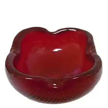 (image for) Venini Murano Red Glass Bubble Bowl by Carlo Scarpa