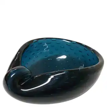 (image for) Venini Murano Blue Glass Bubble Bowl - Acid Stamp