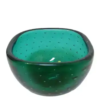 (image for) Venini Murano Green Glass Bubble Bowl by Carlo Scarpa