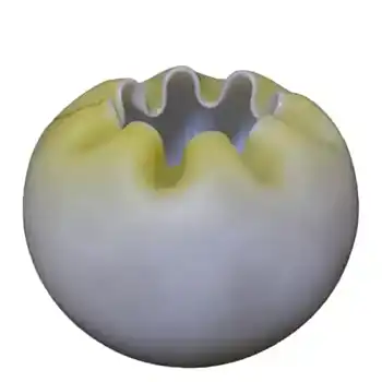 (image for) Victorian Satin Cased Glass Yellow & White Rose Bowl / Posy Vase