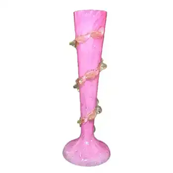(image for) Czech/Bohemian Victorian Silver Mica Pink & Uranium Glass Vase