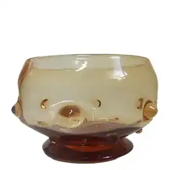 (image for) Thomas Webb Stourbridge Amber Glass Bowl - Acid Stamped