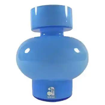 (image for) Alsterfors #S7032 Blue Glass Vase by Per Olof Ström - Labelled