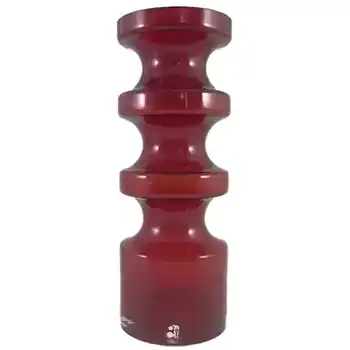 (image for) Alsterfors #S5014 Per Ström Red Hooped Glass Vase - Labelled