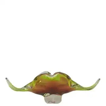 (image for) Chřibská #296/5/28 Czech Green & Orange Glass Bowl