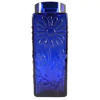 (image for) Dartington #FT228 Frank Thrower 6.5" Blue Glass 'Marguerite' Vase