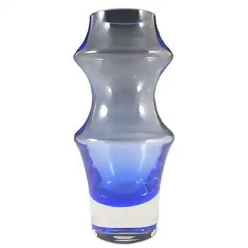 (image for) Dartington Hooped Blue Cased Glass Vase