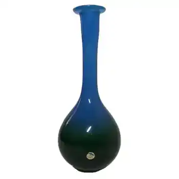 (image for) Ekenas Blue + Green Glass Vase Signed John-Orwar Lake