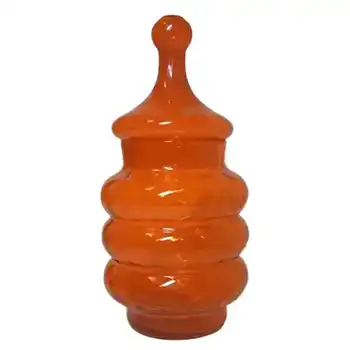 (image for) Empoli Italian Orange Hooped Glass Bon Bon Jar