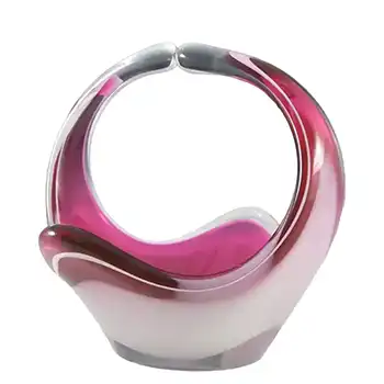 (image for) Flygsfors Coquille Pink Glass 6.5" Bowl by Paul Kedelv - Signed '61