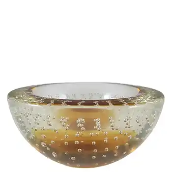 (image for) Galliano Ferro Murano Amber & Clear Glass Bullicante Bowl