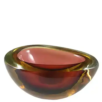 (image for) Murano Geode Brown & Amber Sommerso Glass Teardrop Bowl