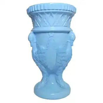 (image for) Edward Moore Victorian Blue Milk Glass Griffins Vase