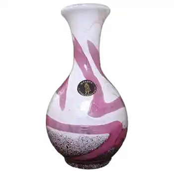 (image for) Mtarfa Pink & White Glass Vase - Signed + Labelled