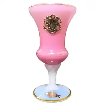 (image for) Cristalleria La Toscana Empoli Pink & Opalescent Glass Vase - Labelled