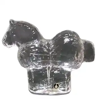 (image for) Pukeberg Swedish Glass Horse Paperweight - Labelled