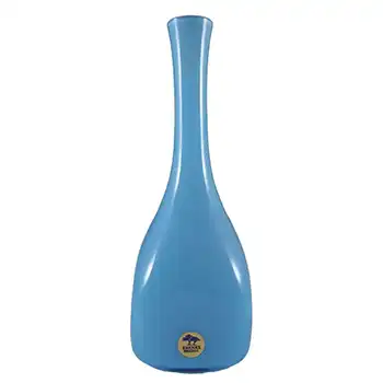 (image for) Ekenas Glasbruk Swedish Blue Cased Glass 6.75" Vase - Labelled