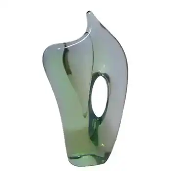 (image for) Skrdlovice #5987 Czech Green & Blue Glass Vase by Emanuel Beránek