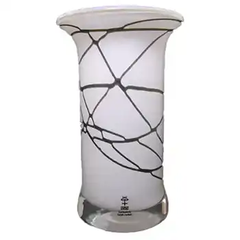 (image for) Skruf Swedish Black + White Cased Glass Vase - Labelled