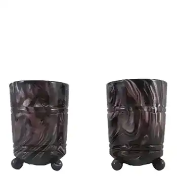 (image for) Pair of Victorian 1890's Purple Malachite/Slag Glass Vases