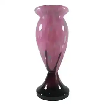 (image for) Czech 1930's Pink + Black Spatter/Splatter Glass Vase