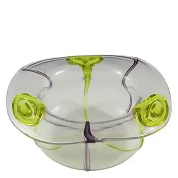 (image for) Victorian Purple, Yellow & Clear Glass Peacock Eye Trails / Cairngorm Bowl