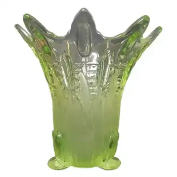 (image for) Sowerby Art Deco Uranium Glass 'Frog + Bullrush' Vase