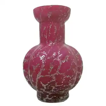 (image for) Victorian Antique Silver Mica Pink Glass Vase c 1890