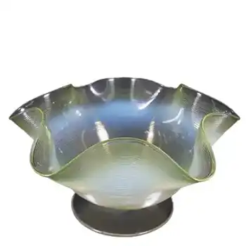 (image for) Victorian 1885 Vaseline/Uranium Glass Bowl w Threading