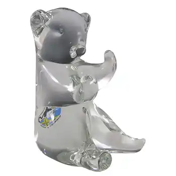 (image for) SIGNED FM Konstglas/Ronneby Swedish Glass Bear - Label