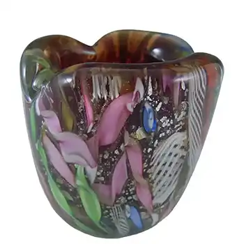 (image for) AVEM Murano Zanfirico Bizantino / Tutti Frutti Red Glass Vase