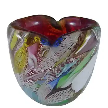 (image for) AVEM Murano Zanfirico Bizantino / Tutti Frutti Red Glass Vase