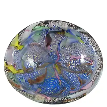 (image for) AVEM Murano Zanfirico Bizantino / Tutti Frutti Blue Glass Bowl
