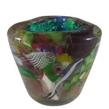 (image for) AVEM Murano Zanfirico Bizantino / Tutti Frutti Green Glass Vase