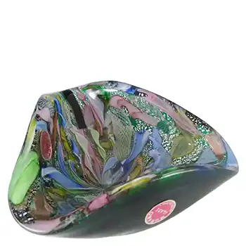 (image for) AVEM Murano Zanfirico Bizantino / Tutti Frutti Green Glass Bowl