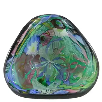 (image for) AVEM Murano Zanfirico Bizantino / Tutti Frutti Green Glass Bowl
