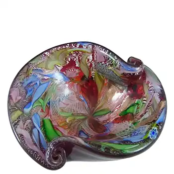 (image for) AVEM Murano Zanfirico Bizantino / Tutti Frutti Red Glass Bowl