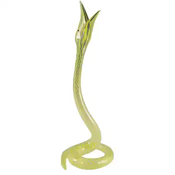 (image for) Vintage Yellow Striped Lampworked Glass Snake Vase