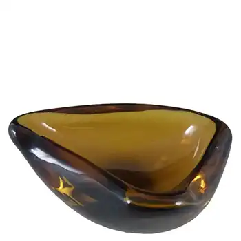 (image for) Murano 1950's Biomorphic Amber Glass Sculpture Bowl