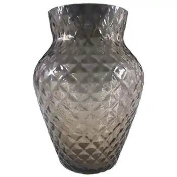 (image for) Borske Sklo 1950's Smoky Bohemian Glass Optical Vase