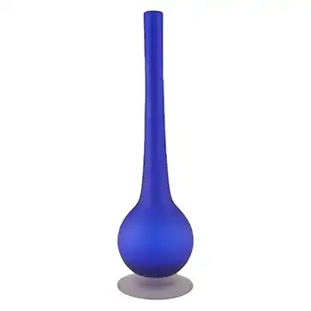 (image for) Carlo Moretti Satinato Blue Murano Glass 9.75" Stem Vase