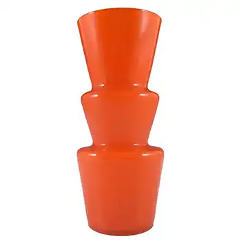 (image for) Lindshammar / Alsterbro Swedish Orange Hooped Glass Vase