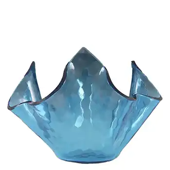 (image for) Chance Brothers Turquoise Glass 'Small Flemish' Handkerchief Vase