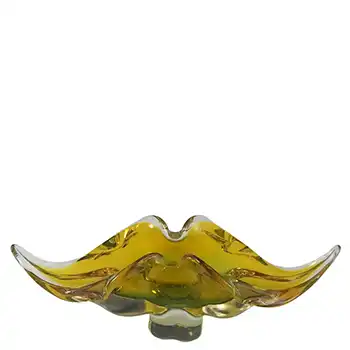 (image for) Chřibská #296/5/30 Czech Green & Amber Glass Bowl