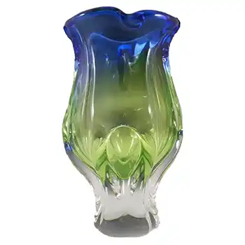 (image for) Chřibská #240/1/20 Czech Blue & Green Glass Vase